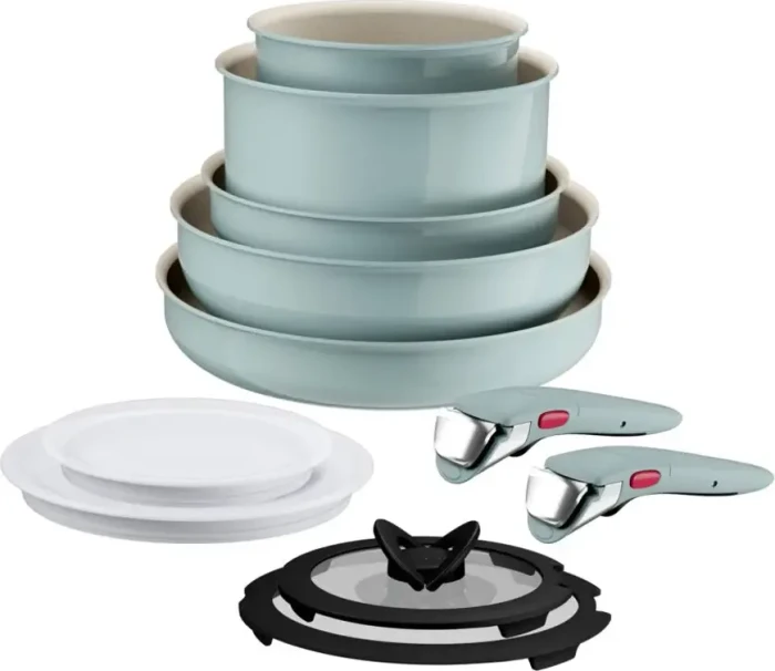 Tefal L828SB Ingenio Serenity Kochgeschirr-Set eucalyptus, 11-tlg.