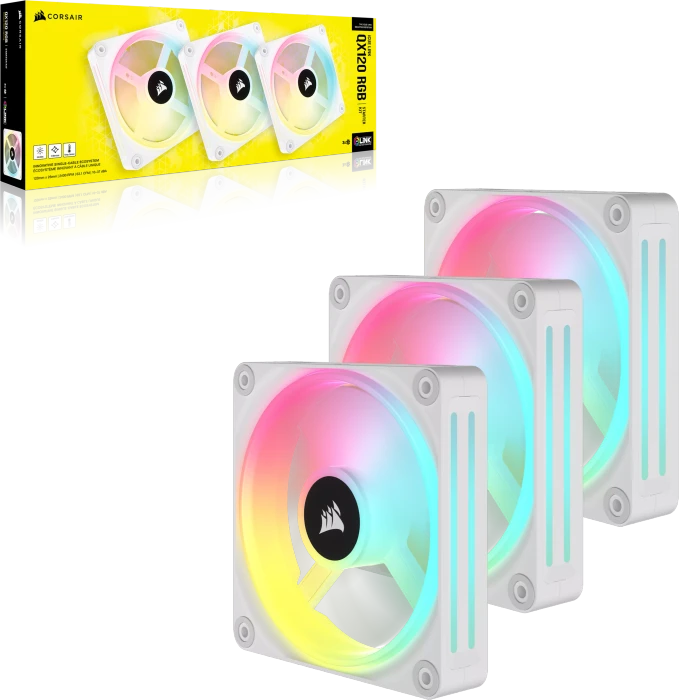 Corsair iCUE LINK QX120 RGB Starter Kit, weiß, LED-Steuerung, 120mm, 3er-Pack
