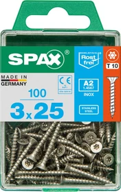 Spax Edelstahl rostfrei A2 4CUT T-STAR plus T10 Universalschraube, 3x25mm, 100 Stück