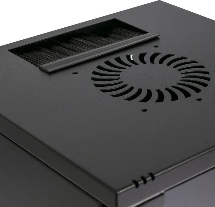 HMF Serverschrank 10", HMF 63400 6HE, Sicherheitsglastür, IP20, schwarz, 300mm tief