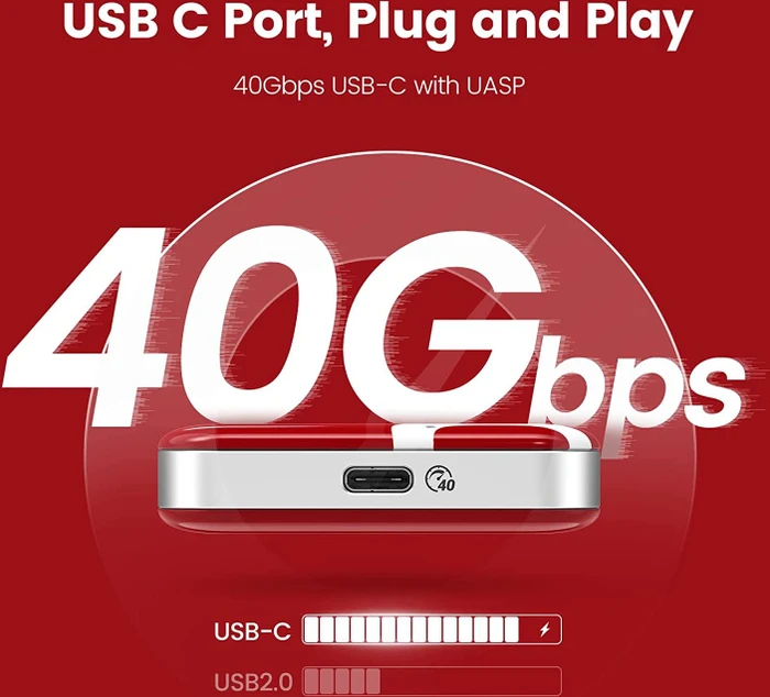 Orico SUPRE-40G SSD, rot, 512GB, USB4