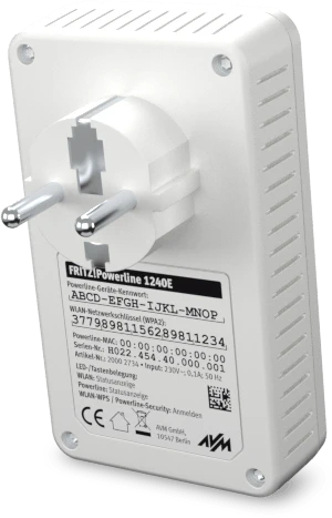 FRITZ! FRITZ!Powerline 1240E Kit, Powerline/WLAN-Access Point und Powerline-Adapter Set, 2er-Bundle