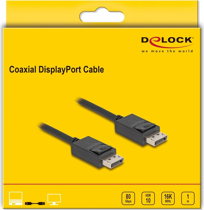 DeLOCK Coaxial DisplayPort 2.1 Kabel DP80 schwarz, 1m