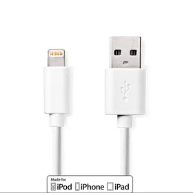 Nedis USB-Kabel USB 2.0 Apple Lightning 8-Pin/USB-A Stecker 1.0m weiß