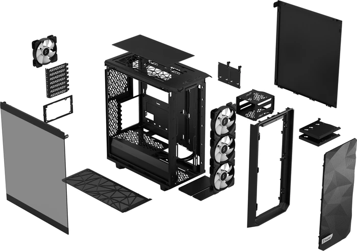 Fractal Design Meshify 2 Compact Lite RGB Black TG Light Tint, Glasfenster