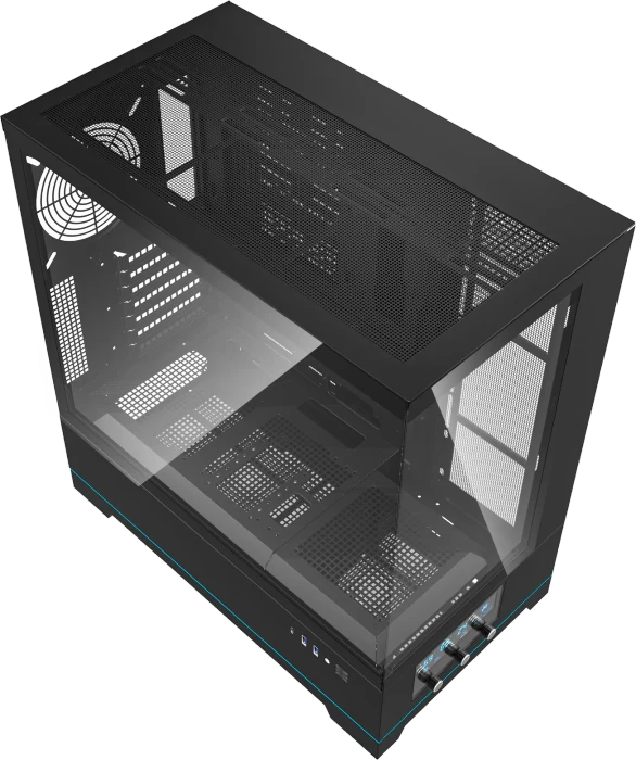 DarkFlash DY451 Pro Black, ohne Lüfter, Glasfenster