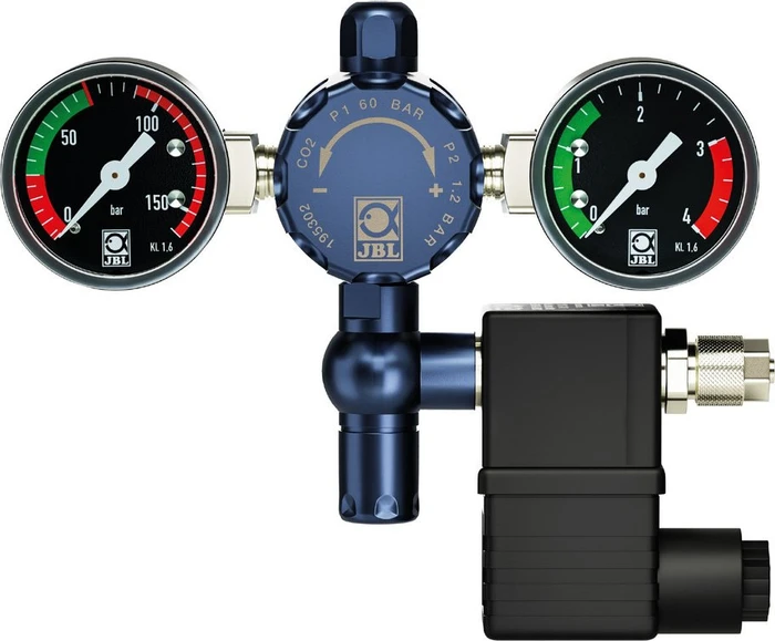 JBL PRO FLORA CO2 Regulator Professional, Präzisions-Druckminderer für Einweg und Mehrweg CO2 Druckflaschen, mit Magnetventil