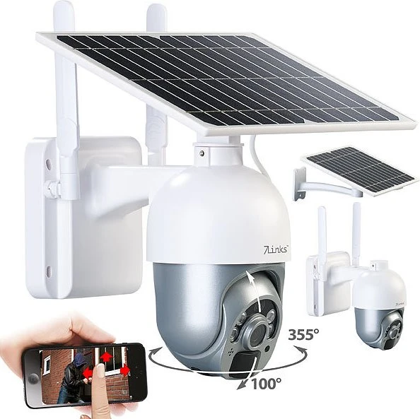 7links LTE Pan Tilt IPC-710.lte Überwachungskamera mit Solarpanel, grau