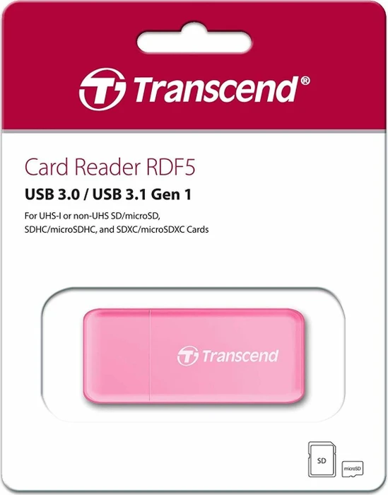 Transcend RDF5 pink Dual-Slot-Cardreader, USB-A 3.0 [Stecker]