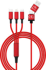 Smrter USB Ladekabel 5in1, USB Type-C zu USB Type-C/Apple Lightning/USB Micro-B 1.2m, rot