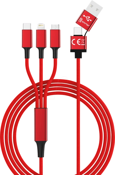 Smrter USB Ladekabel 5in1, USB Type-C zu USB Type-C/Apple Lightning/USB Micro-B 1.2m