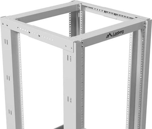 Lanberg Open Rack Series 19" Open Frame Rack 18HE, 4-Pfosten, mit Rollen, Flat Pack, tiefenverstellbar, 430-590mm, RAL 7035, 800mm tief
