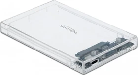 DeLOCK External Enclosure, transparent, 9.5mm, 2.5", USB-C 3.1