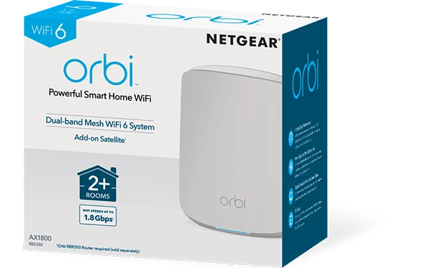 Netgear Orbi Wi-Fi 6, 350 Serie RBS350, Satellit, AX1800