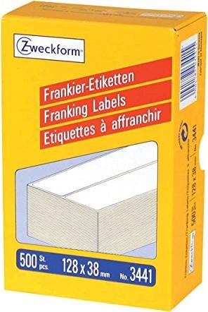 Avery-Zweckform Frankieretiketten Sonderformat, 128x38mm, weiß, 250 Blatt (500 Etiketten)