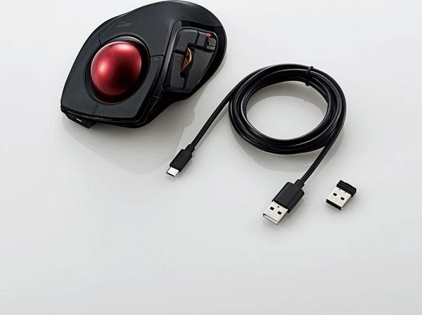 Elecom DEFT Pro M-DPT1MRBK Wireless Trackball schwarz/rote Kugel, Rechtshänder, USB/Bluetooth