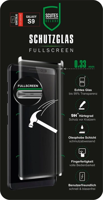 Scutes Deluxe Displayschutzglas Full Screen für Samsung Galaxy S9