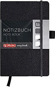 Herlitz Classic Notizbuch, A6, liniert, Kunstleder-Cover, schwarz, 96 Blatt
