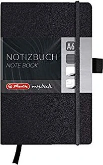 Herlitz Classic Notizbuch, A6, liniert, Kunstleder-Cover, schwarz, 96 Blatt