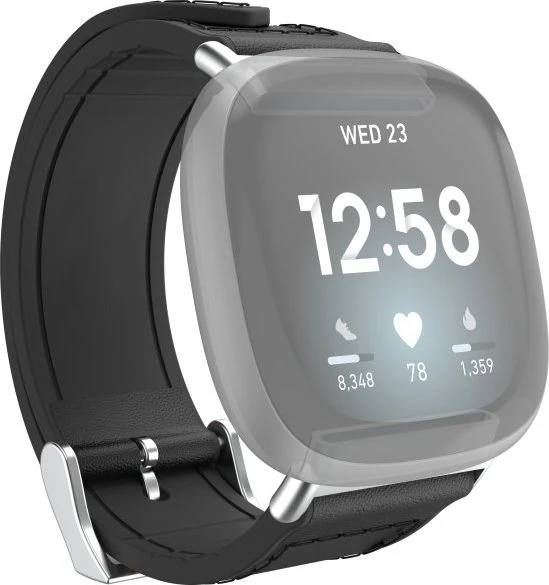 Hama Ersatzarmband Leder/Silikon 22mm für Fitbit Versa 3/Sense schwarz
