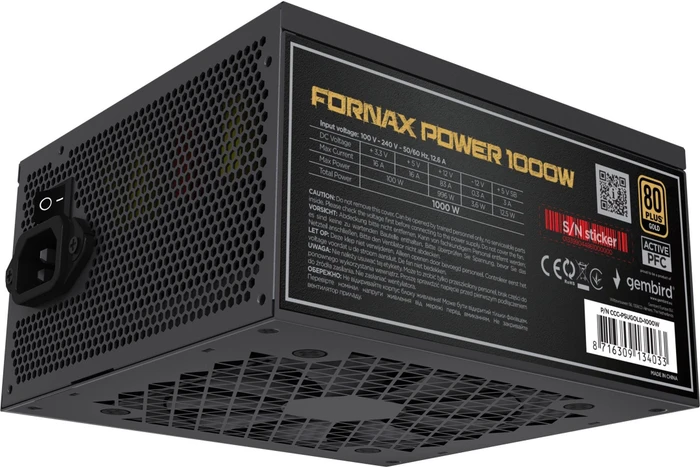 Gembird Fornax Power Gold schwarz 1000W, ATX 3.1