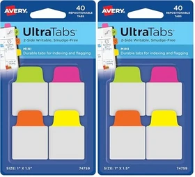 Avery-Zweckform Haftstreifen UltraTabs 25.4x38mm, neon farblich sortiert, 40 Blatt