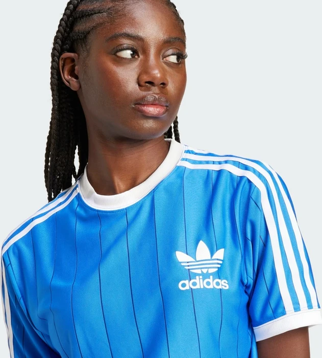 adidas Adicolor 3-Streifen Pinstripe T-Shirt kurzarm blau (Damen)