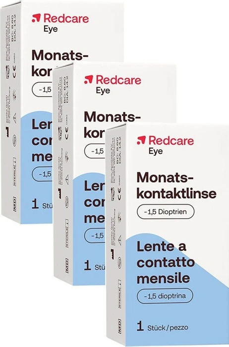 Redcare Monatskontaktlinse, -1.50 Dioptrien, 3 Stück