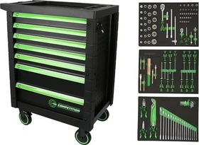 KS Tools Competition Werkzeugwagen schwarz/grün bestückt inkl. 119-tlg. Zubehör