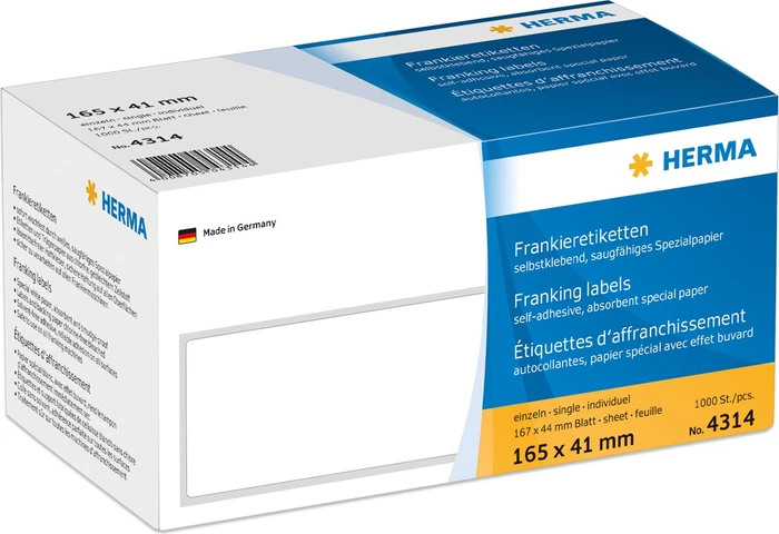 Herma Frankieretiketten, 165x41mm, weiß, 1000 Blatt (1000 Etiketten)