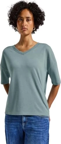 Street One Strick-Look V-Neck T-Shirt kurzarm arona blue (Damen)