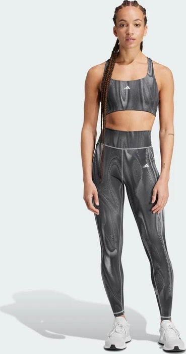 adidas Optime Full-Length Print Hose lang glory grey/carbon/black (Damen)