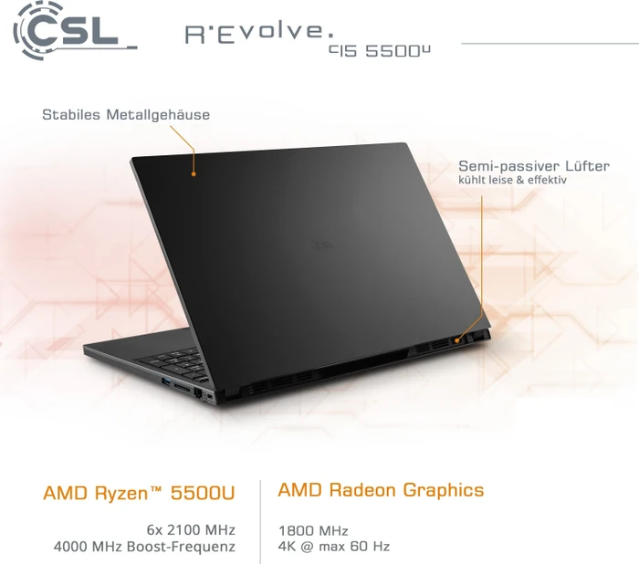CSL-Computer R'Evolve C15, Ryzen 5 5500U, 16GB RAM, 1TB SSD, DE