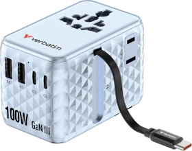 Verbatim Charge 'n' Travel GaN III Universal-Reiseadapter 100W blau