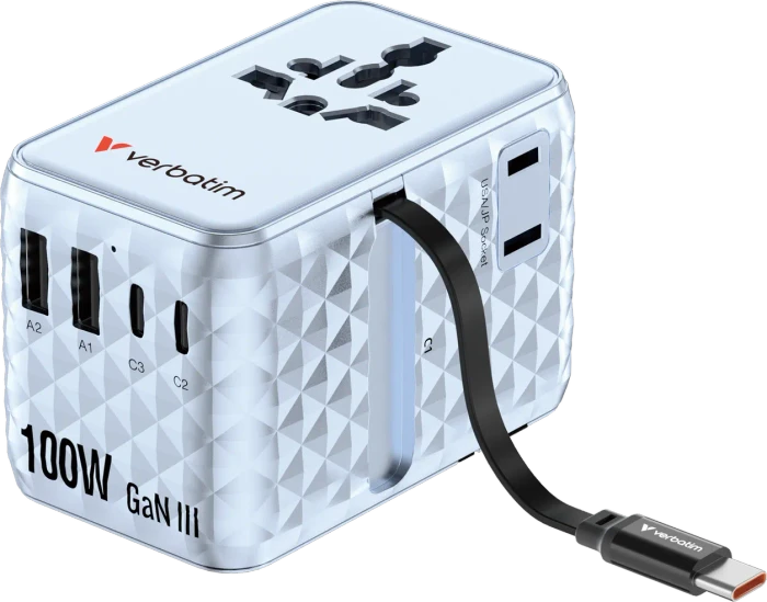Verbatim Charge 'n' Travel GaN III Universal-Reiseadapter 100W