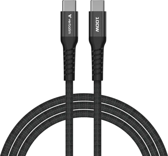 Verbatim Sync & Charge Magnetisches USB-C Kabel, USB 2.0, 480Mb/s, 100W PD 3.0/QC 3.0, USB-C Stecker auf USB-C Stecker, schwarz, 1.2m