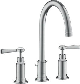 Hansgrohe Axor Montreux 3-Loch Waschtischarmatur 180 mit Hebelgriffen und Zugstangen-Ablaufgarnitur brushed chrome