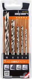 Alpen HSS Cobalt PCTM 5 Holzspiralbohrer-Sortiment, 5-tlg.