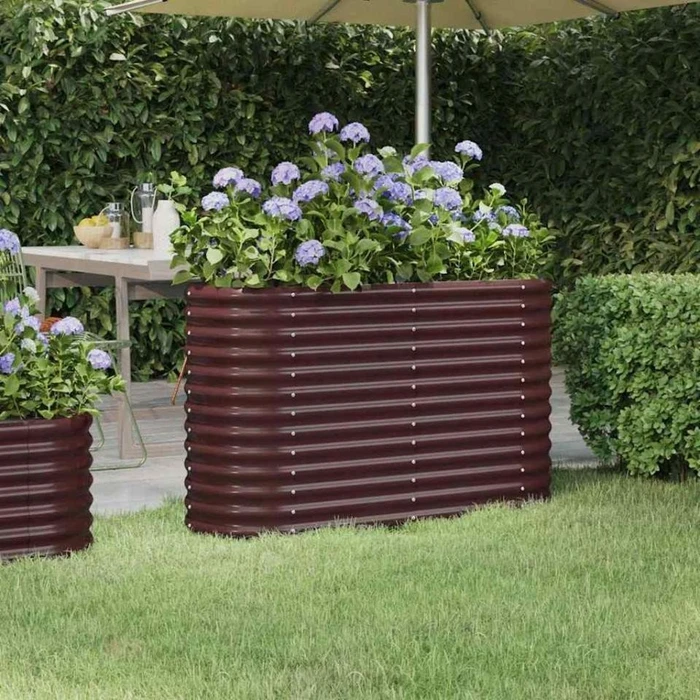vidaXL Stahl Hochbeet oval 114x40cm braun