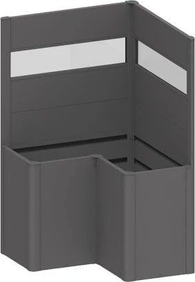 Biohort Sichtschutz mit Lichtpaneel L-Form 201x201x91cm für Hochbeet dunkelgrau-metallic, 2 Stück