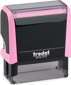 trodat printy 4913 4.0 Textstempel mit individueller Textplatte Pastell Edition, 58x22mm, schwarz/pastellrosa