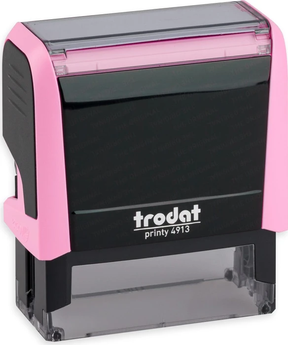trodat printy 4913 4.0 Textstempel mit individueller Textplatte Pastell Edition, 58x22mm, schwarz/pastellrosa