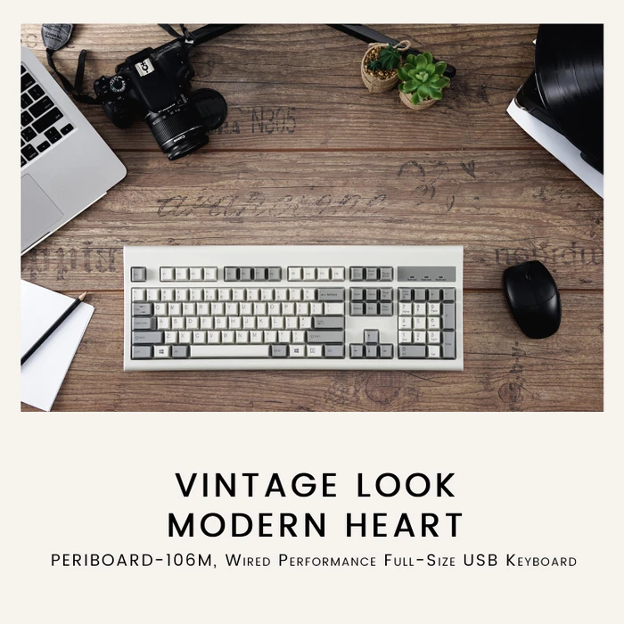Perixx Periboard-106M, retro-grau/weiß, USB, US