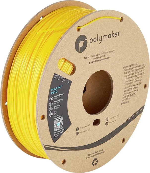 Polymaker PolyLite PETG, gelb, Spule, 1.75mm, 1.00kg