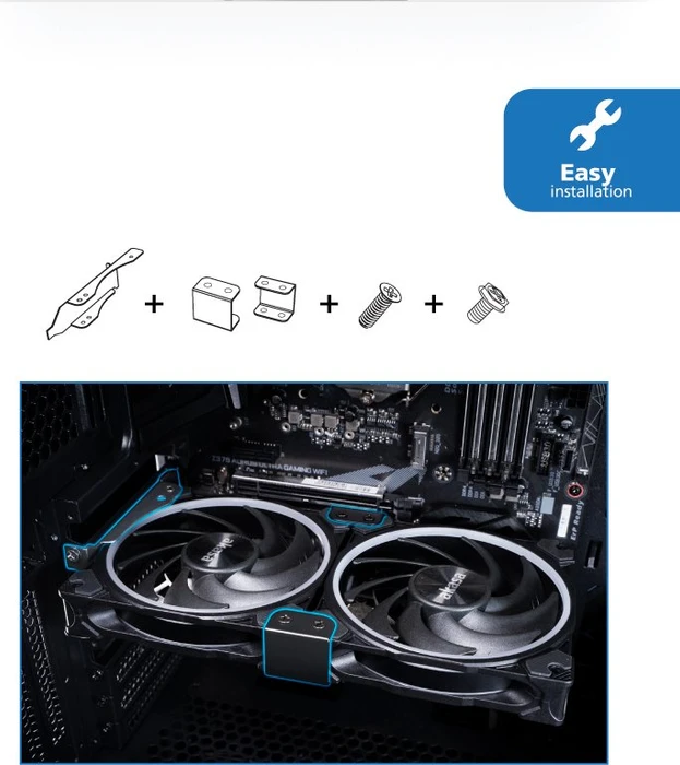 Akasa Lüfter-Montagehalterung für PCI-Slot für 1x/2x 120mm Lüfter