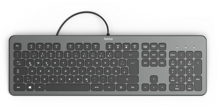 Hama KC-700 Slim-Design Tastatur, anthrazit/schwarz, USB, DE