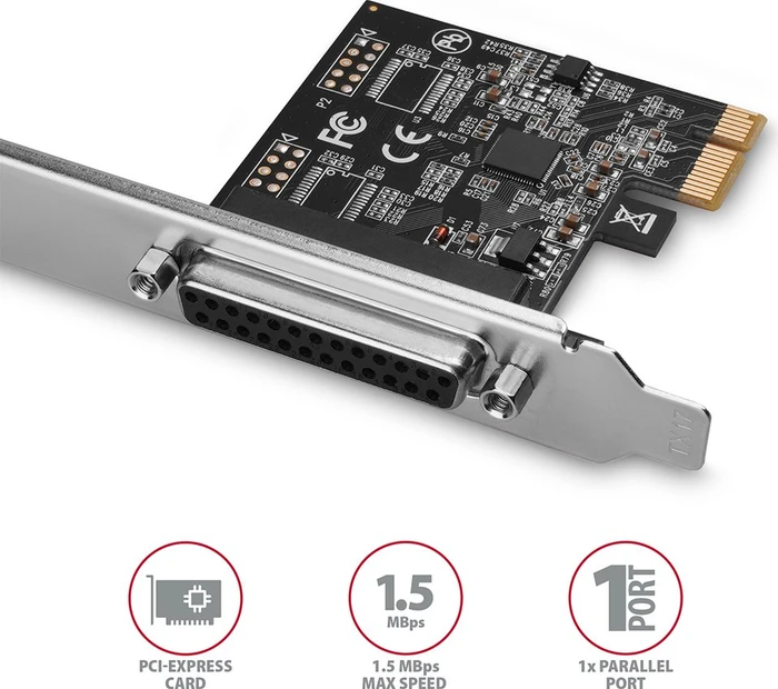 Axagon 1x parallel DB25, PCIe 2.0 x1