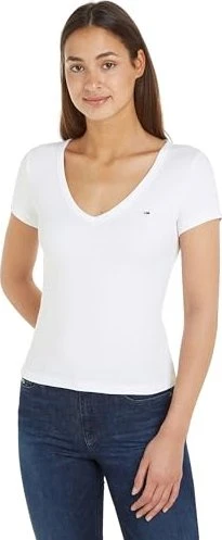 Tommy Hilfiger Essential V-Neck Slim Fit T-Shirt kurzarm weiß (Damen)