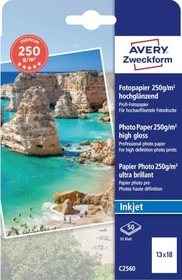 Avery-Zweckform Premium Inkjet Fotopapier hochglänzend weiß, 13x18cm, 250g/m², 50 Blatt