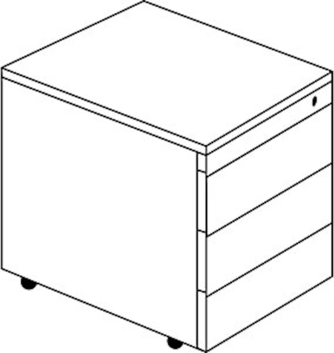 mauser Rollcontainer line, 1x Utensilienauszug, 3x Materialschublade, reinweiß/ahorn/weißaluminium